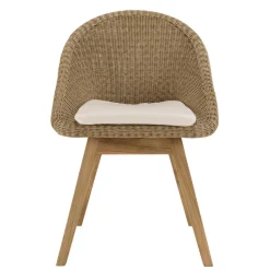 Macabane Lot de 2 chaises jardin rotin synthé. avec coussin pieds évasés KALLY Beige Outlet