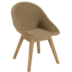 Macabane Lot de 2 chaises jardin rotin synthé. avec coussin pieds évasés KALLY Beige Outlet