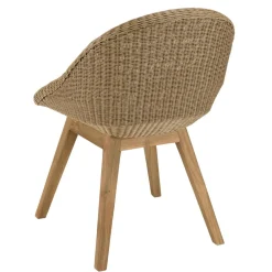 Macabane Lot de 2 chaises jardin rotin synthé. avec coussin pieds évasés KALLY Beige Outlet