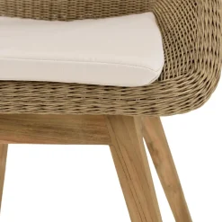 Macabane Lot de 2 chaises jardin rotin synthé. avec coussin pieds évasés KALLY Beige Outlet