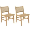 Macabane Lot de 2 chaises jardin teck naturel rotin synthétique beige VALERIA Hot