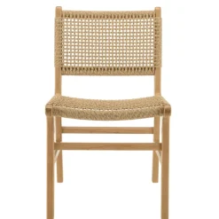 Macabane Lot de 2 chaises jardin teck naturel rotin synthétique beige VALERIA Hot