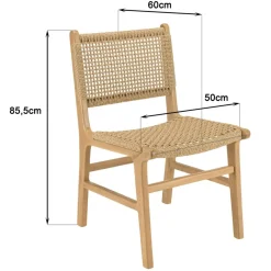 Macabane Lot de 2 chaises jardin teck naturel rotin synthétique beige VALERIA Hot