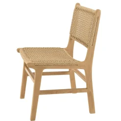 Macabane Lot de 2 chaises jardin teck naturel rotin synthétique beige VALERIA Hot