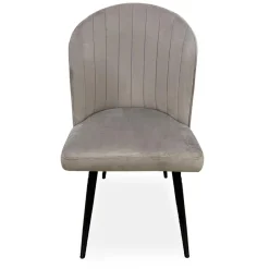 3S. x Home Lot de 2 chaises matelassées coutures verticales Louvenda Velours Taupe New