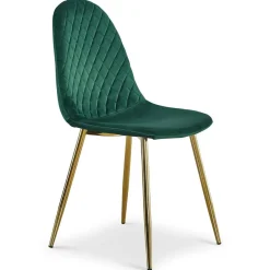 3S. x Home Lot de 8 chaises matelassées Norway Pieds Or et Velours Vert Best