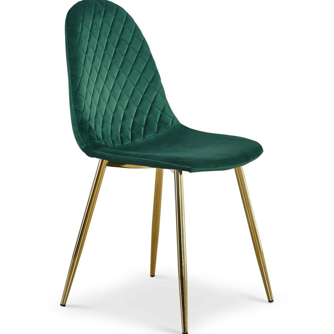 3S. x Home Lot de 8 chaises matelassées Norway Pieds Or et Velours Vert Best