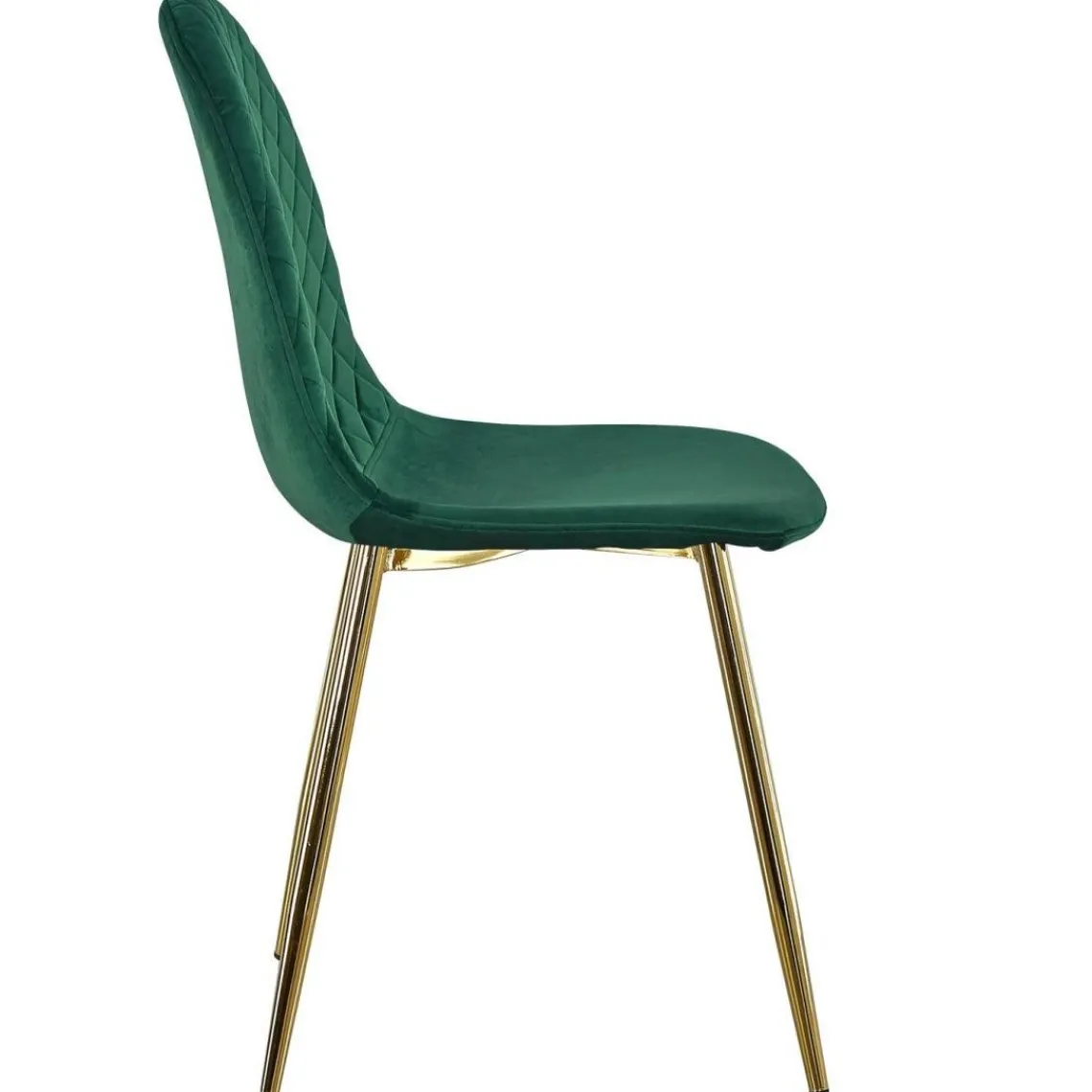 3S. x Home Lot de 8 chaises matelassées Norway Pieds Or et Velours Vert Best