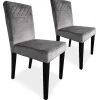 3S. x Home Lot De 2 Chaises Matelassées MALO Velours Argent Best