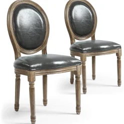 3S. x Home Lot de 2 chaises médaillon Simili (P.U) Gris REGAL Hot