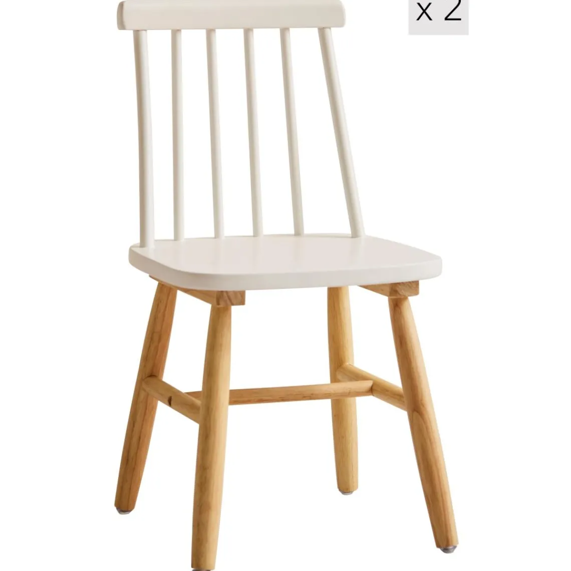 3S. x Home Lot de 2 chaises pour enfant NESNA design moderne et sa structure en bois massif blanc Outlet