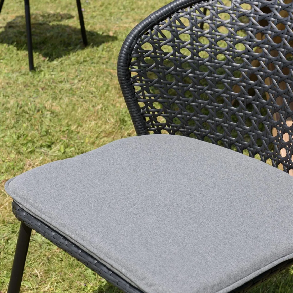 Macabane Lot de 2 chaises rotin synthétique noir dossier arrondi ajouré MALO Outlet