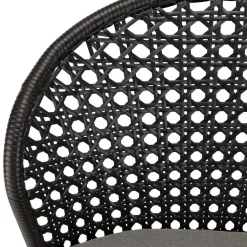Macabane Lot de 2 chaises rotin synthétique noir dossier arrondi ajouré MALO Outlet