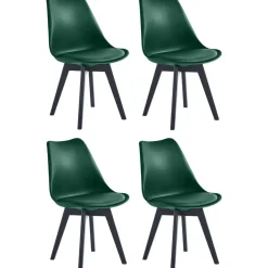 3S. x Home Lot de 4 chaises scandinaves Pieds en bois Vert Hot