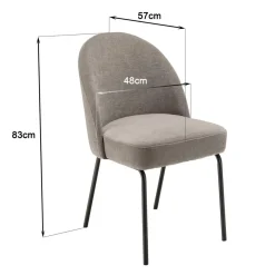 Macabane Lot de 2 chaises tissu couleur lin pieds acier noir ULYSSE Beige Discount