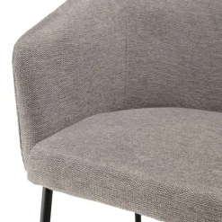 Macabane Lot de 2 chaises tissu clair pieds acier noir ULYSSE Gris Discount