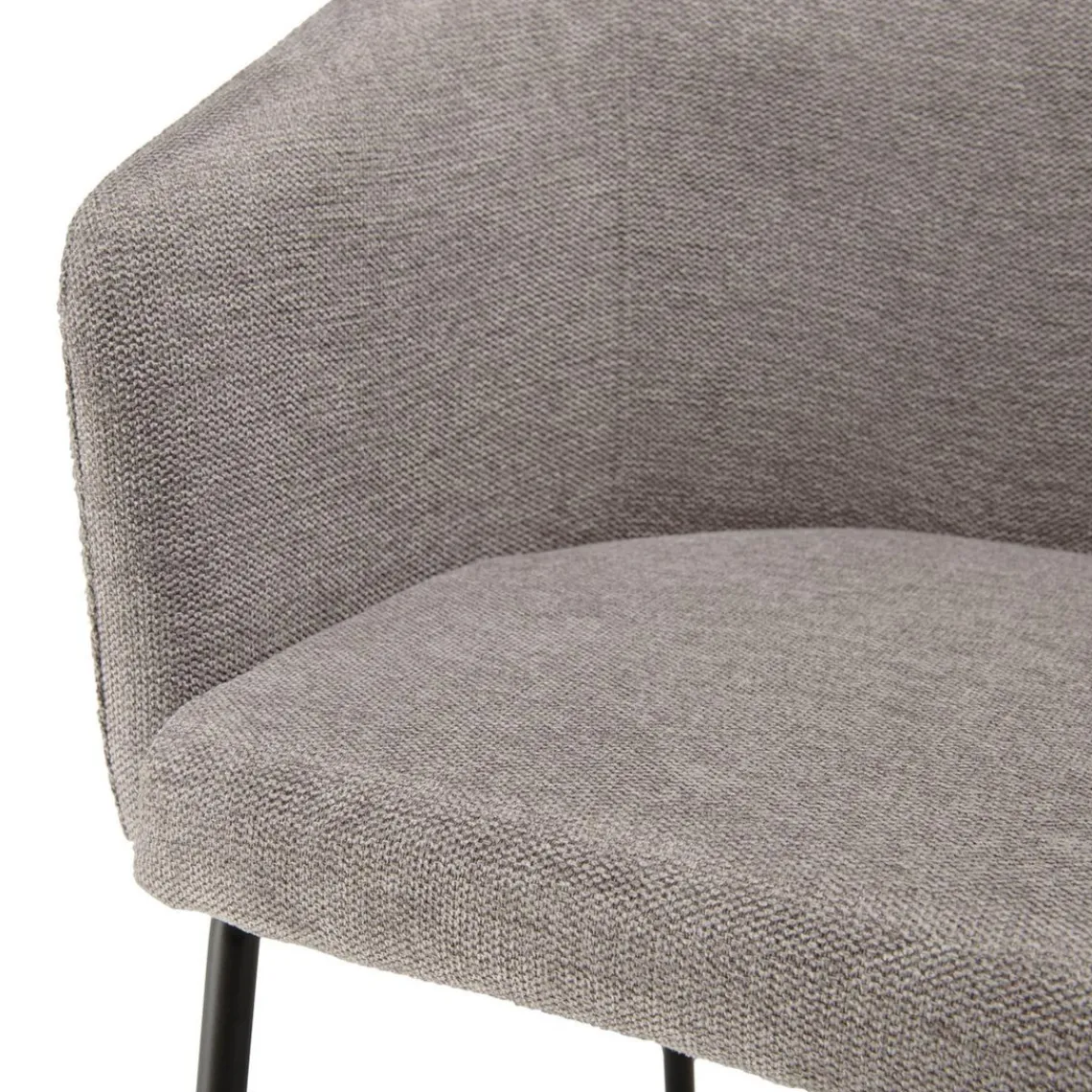 Macabane Lot de 2 chaises tissu clair pieds acier noir ULYSSE Gris Discount