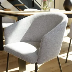 Macabane Lot de 2 chaises tissu clair pieds acier noir ULYSSE Gris Discount