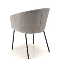 Macabane Lot de 2 chaises tissu clair pieds acier noir ULYSSE Gris Discount