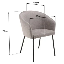 Macabane Lot de 2 chaises tissu clair pieds acier noir ULYSSE Gris Discount