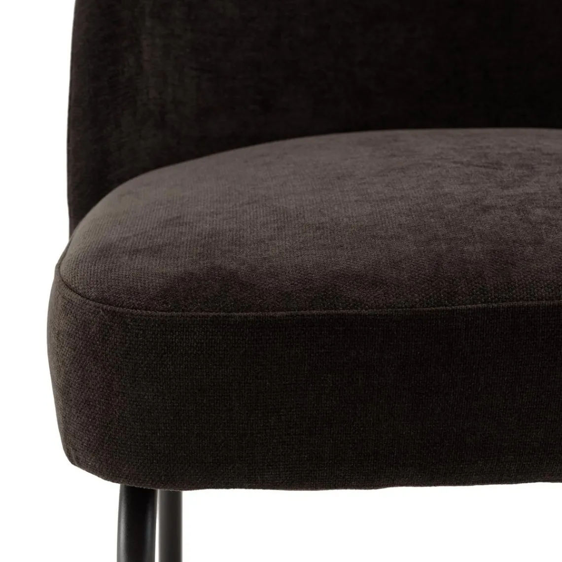 Macabane Lot de 2 chaises tissu noir pieds acier noir ULYSSE Clearance