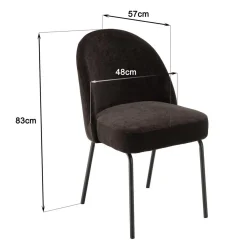 Macabane Lot de 2 chaises tissu noir pieds acier noir ULYSSE Clearance