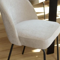 Macabane Lot de 2 chaises tissu sable pieds acier noir ULYSSE Beige Best