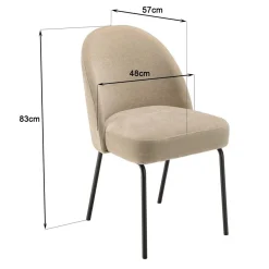 Macabane Lot de 2 chaises tissu sable pieds acier noir ULYSSE Beige Best