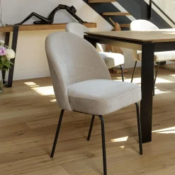 Macabane Lot de 2 chaises tissu sable pieds acier noir ULYSSE Beige Best