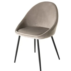 Macabane Lot De 2 Chaises TOM Velours Chamois Pieds Métal Outlet