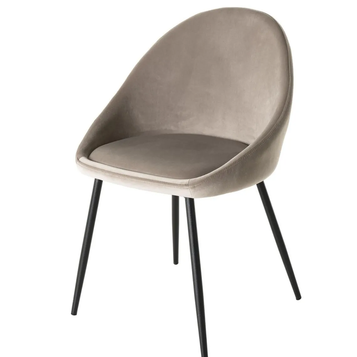 Macabane Lot De 2 Chaises TOM Velours Chamois Pieds Métal Outlet