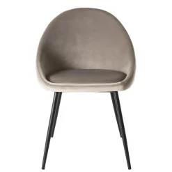 Macabane Lot De 2 Chaises TOM Velours Chamois Pieds Métal Outlet