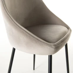 Macabane Lot De 2 Chaises TOM Velours Chamois Pieds Métal Outlet