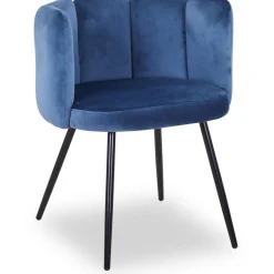 3S. x Home Lot de 2 chaises Velours Bleu CRYSTAL New