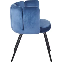 3S. x Home Lot de 2 chaises Velours Bleu CRYSTAL New