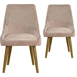 3S. x Home Lot de 2 Chaises Velours Taupe IGOR Discount