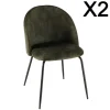 Macabane Lot de 2 chaises velours vert sapin dossier arrondi Best