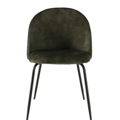 Macabane Lot de 2 chaises velours vert sapin dossier arrondi Best