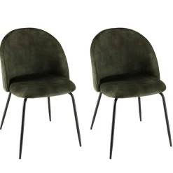 Macabane Lot de 2 chaises velours vert sapin dossier arrondi Best