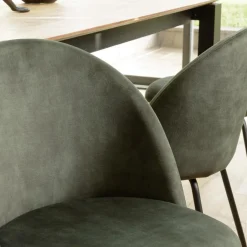 Macabane Lot de 2 chaises velours vert sapin dossier arrondi Best