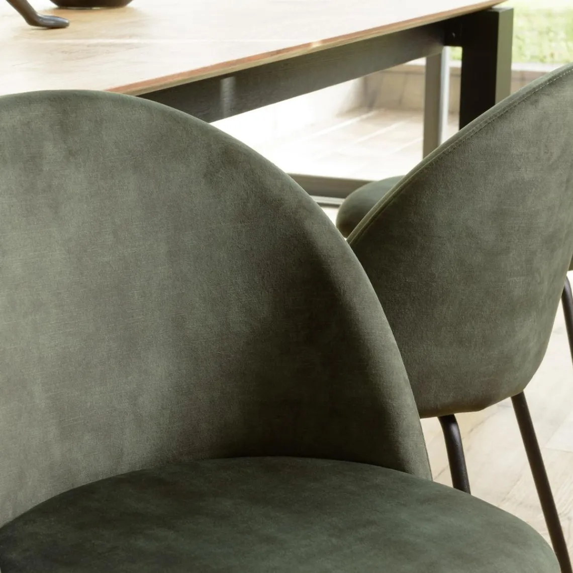 Macabane Lot de 2 chaises velours vert sapin dossier arrondi Best