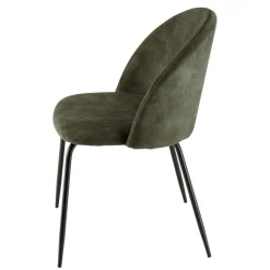 Macabane Lot de 2 chaises velours vert sapin dossier arrondi Best