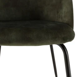 Macabane Lot de 2 chaises velours vert sapin dossier arrondi Best