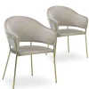 3S. x Home Lot De 2 Chaises/Fauteuils RICO Velours Taupe Hot