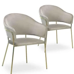 3S. x Home Lot De 2 Chaises/Fauteuils RICO Velours Taupe Hot