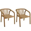 Macabane Lot de 2 fauteuils en acacia huilé et cordage synthétique New