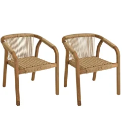 Macabane Lot de 2 fauteuils en acacia huilé et cordage synthétique New