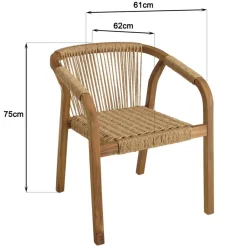 Macabane Lot de 2 fauteuils en acacia huilé et cordage synthétique New