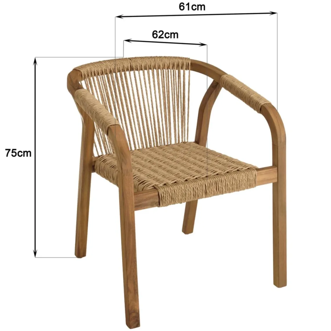 Macabane Lot de 2 fauteuils en acacia huilé et cordage synthétique New