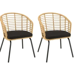 Macabane Lot de 2 fauteuils en rotin synthétique couleur naturelle MALO Hot